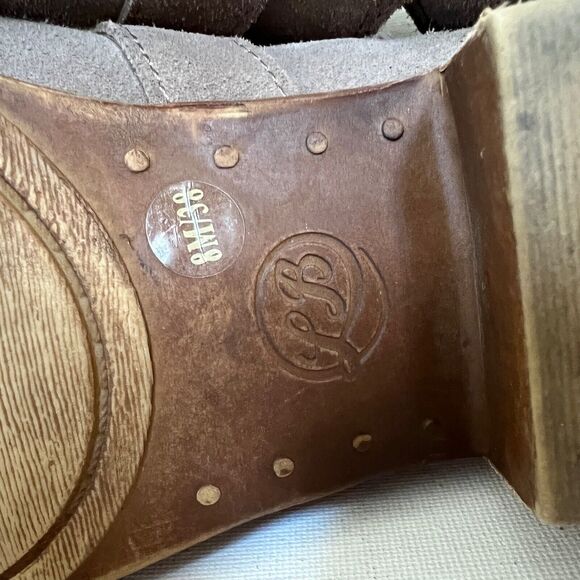 Lucky Brand Boots Size 8M/38 Taupe Tan Bellisa Ankle Booties Suede Buckle - Picture 10 of 12